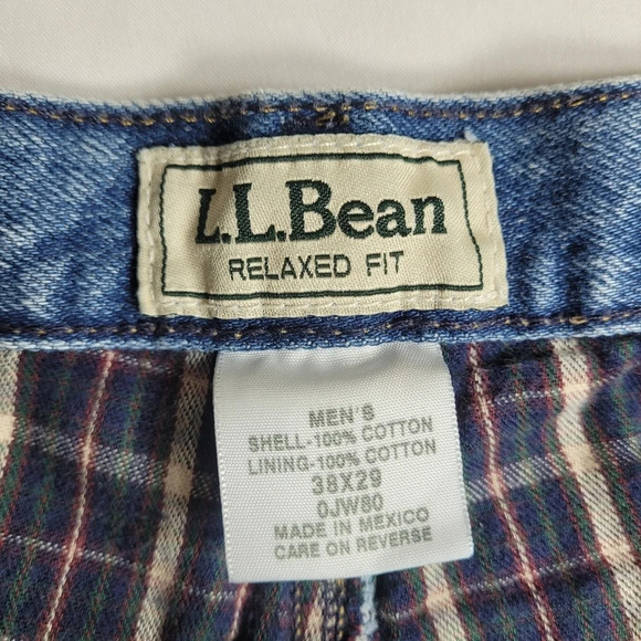 Vintage Men’s L.L. Bean Relaxed Fit Flannel Lined Jeans sz 38 x 29 style 0JW80 - Picture 7 of 10